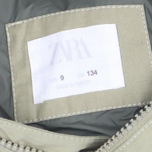Zara Boys Beige Hooded Parka Jacket Size 9 Years Cotton Casual