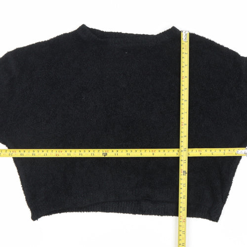 Pull&Bear Womens Black Crew Neck Long Sleeve Pullover Jumper Size 8