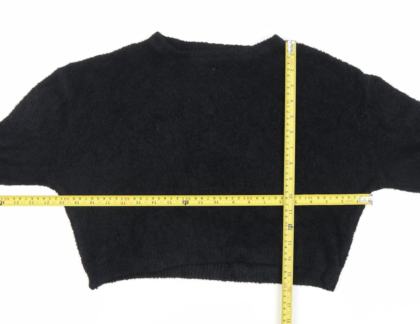 Pull&Bear Womens Black Crew Neck Long Sleeve Pullover Jumper Size 8