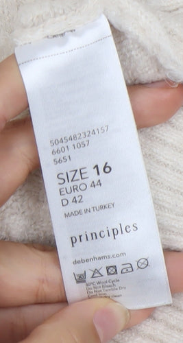 Principles Women’s Ivory Cable Knit Jumper Size 16 Pullover