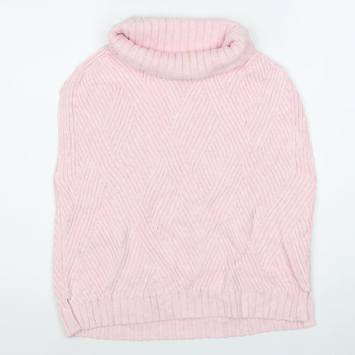 Marble Womens Pink Roll Neck Sleeveless Cable-Knit Jumper Size 14