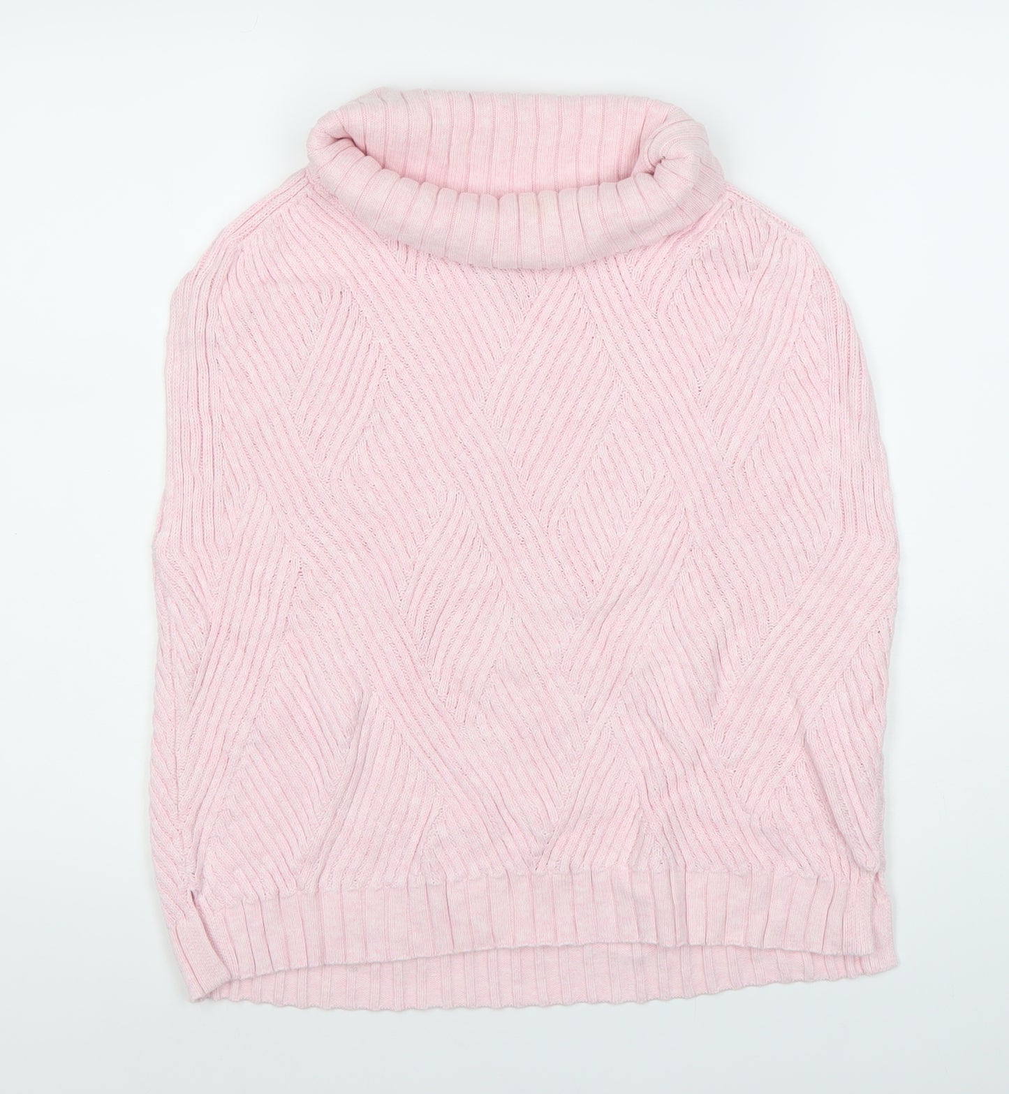 Marble Womens Pink Roll Neck Sleeveless Cable-Knit Jumper Size 14