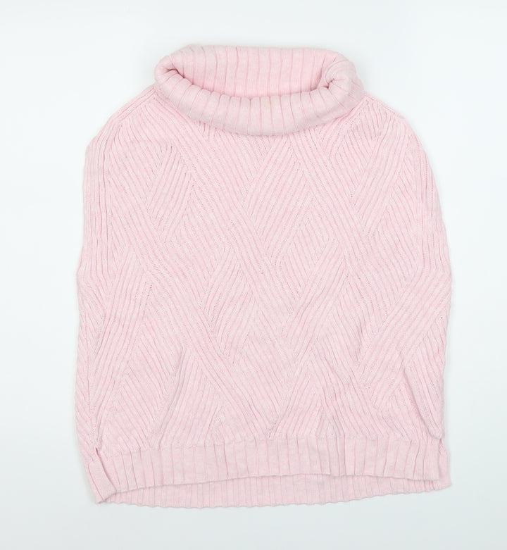 Marble Womens Pink Roll Neck Sleeveless Cable-Knit Jumper Size 14