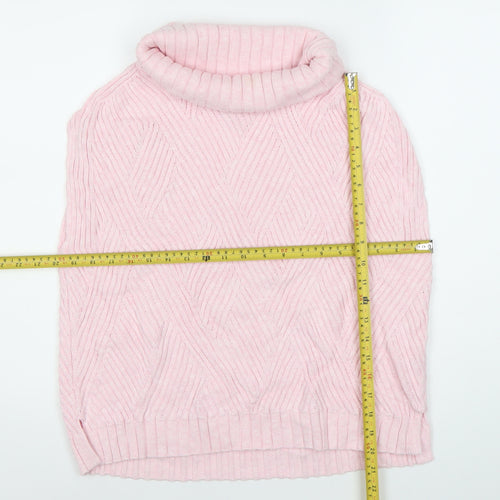 Marble Womens Pink Roll Neck Sleeveless Cable-Knit Jumper Size 14
