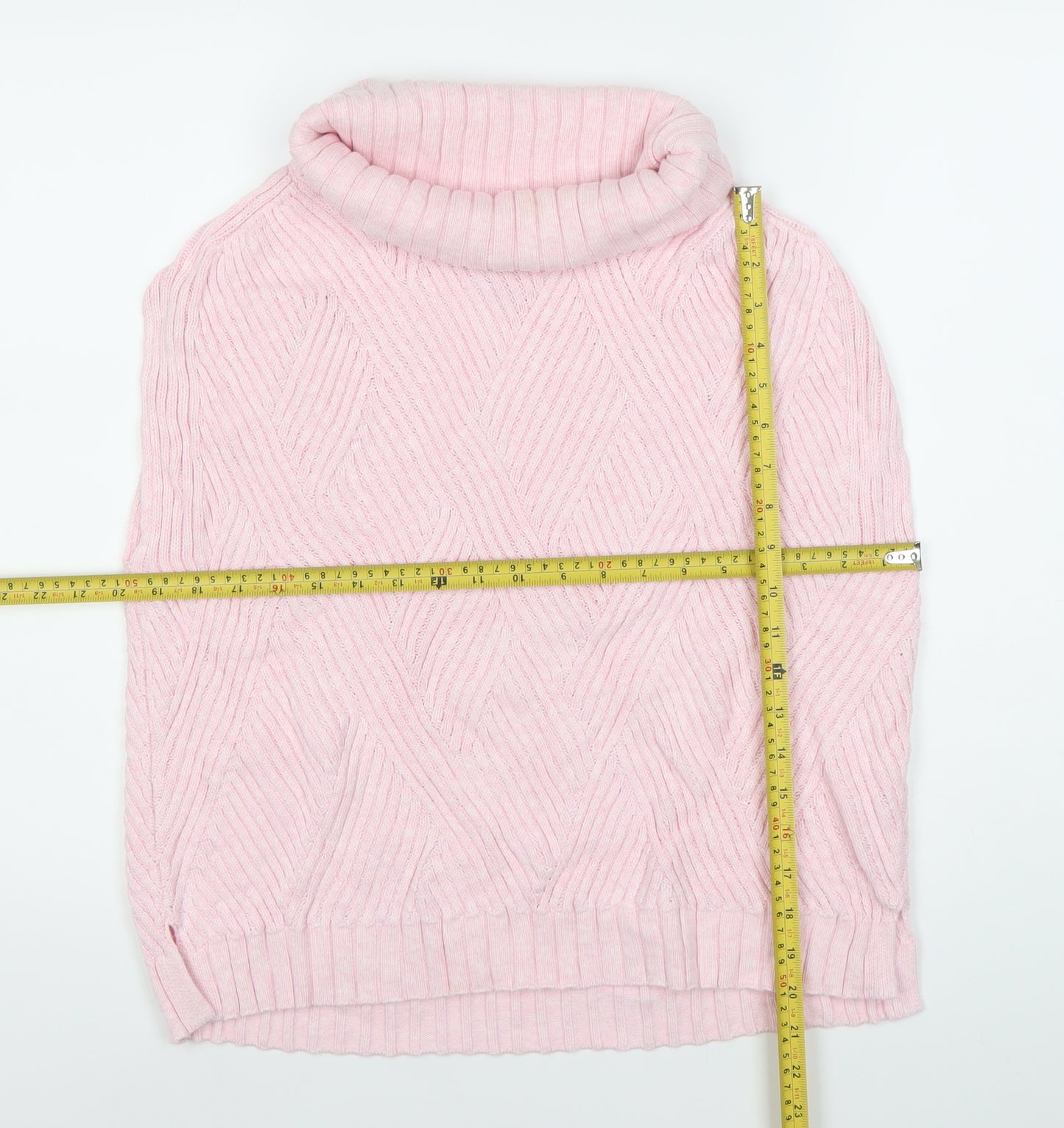 Marble Womens Pink Roll Neck Sleeveless Cable-Knit Jumper Size 14