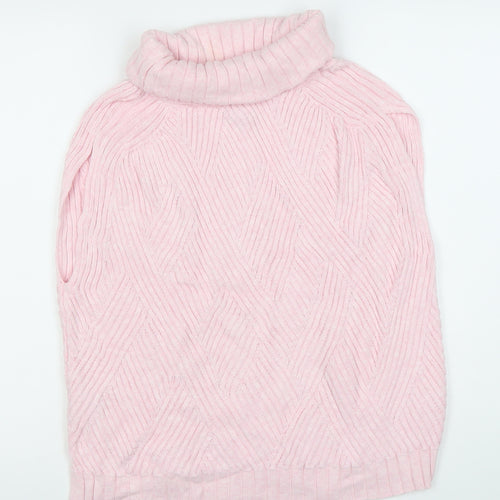 Marble Womens Pink Roll Neck Sleeveless Cable-Knit Jumper Size 14