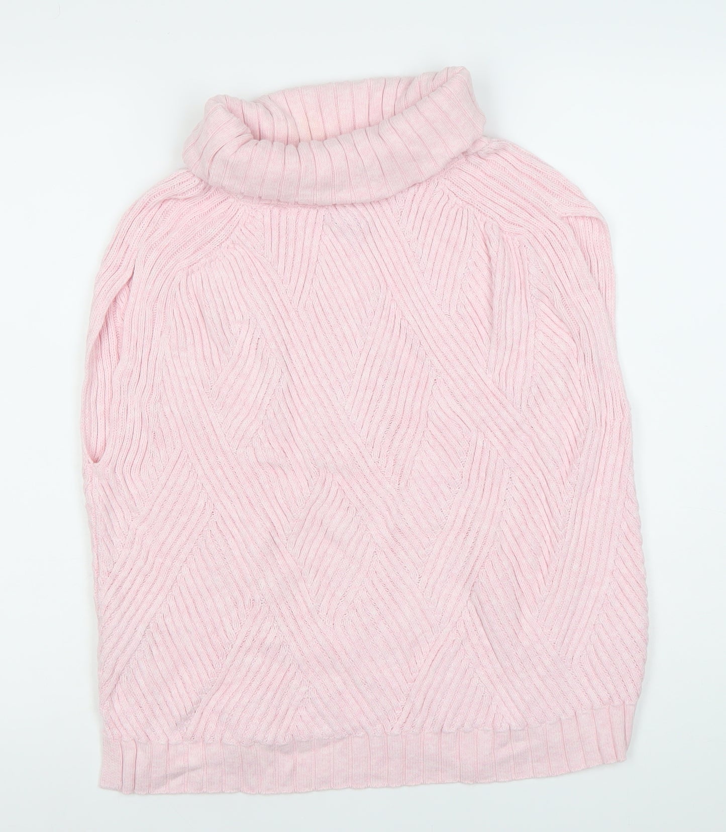 Marble Womens Pink Roll Neck Sleeveless Cable-Knit Jumper Size 14
