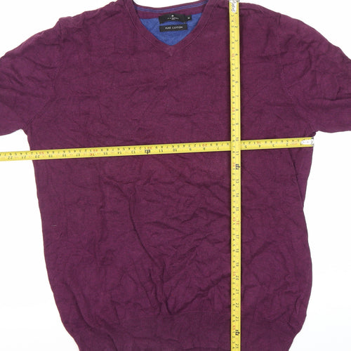 Jeff Banks Men's Purple Cotton V-Neck Pullover Jumper Size M