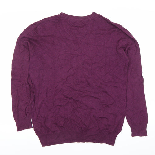 Jeff Banks Men's Purple Cotton V-Neck Pullover Jumper Size M