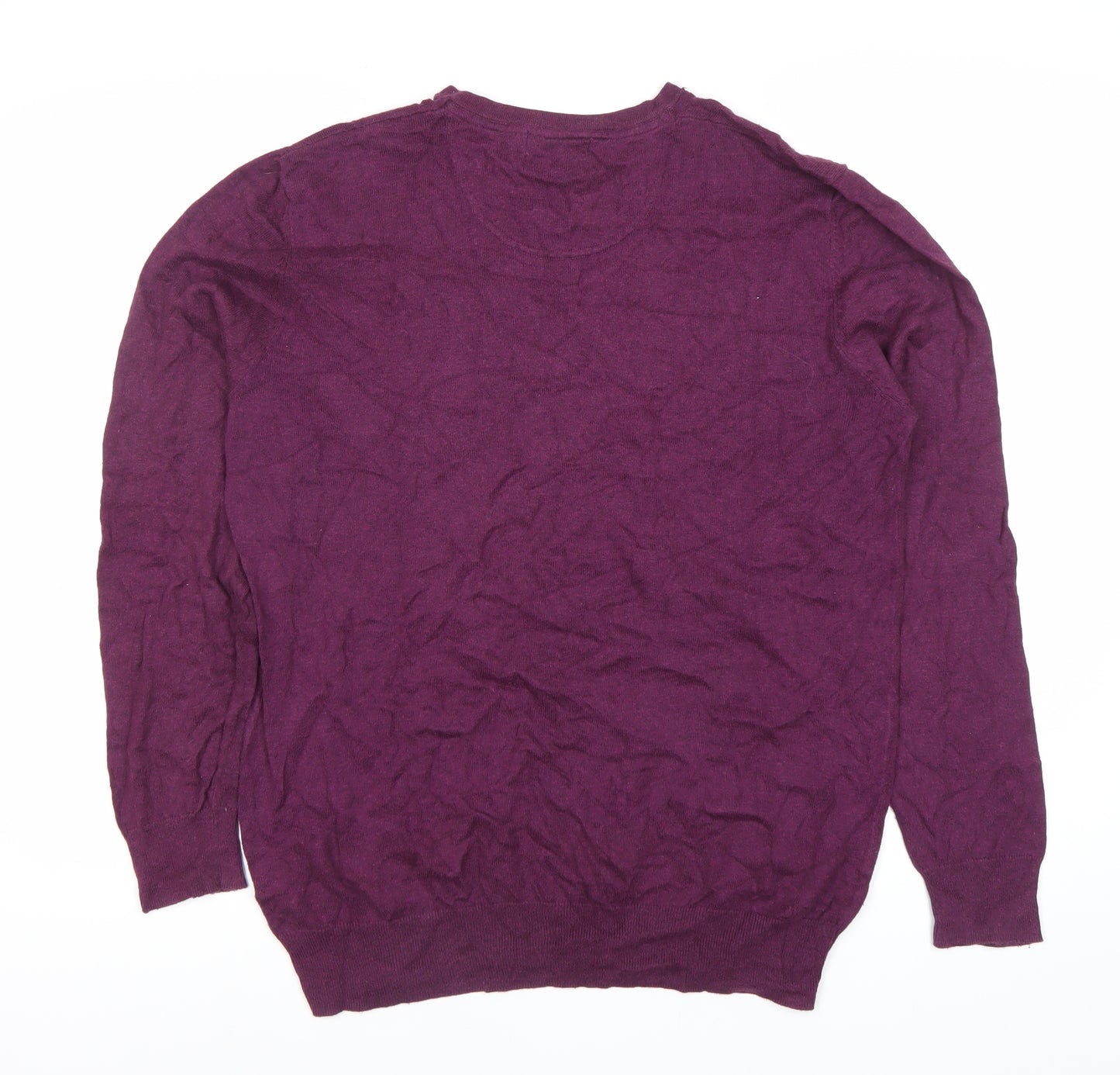 Jeff Banks Men's Purple Cotton V-Neck Pullover Jumper Size M