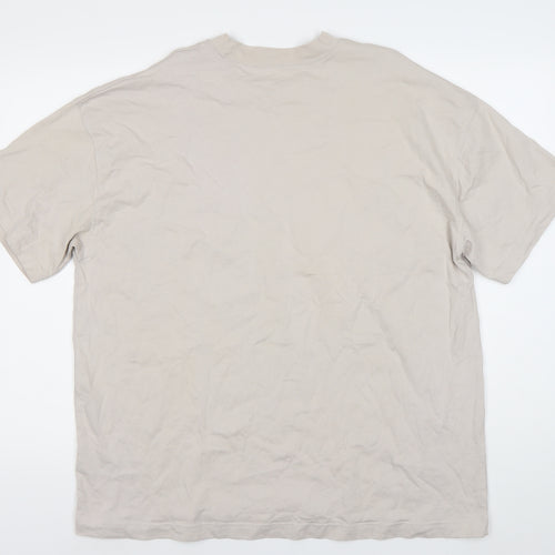 AllSaints Men's Beige Crew Neck Cotton T-Shirt Size M