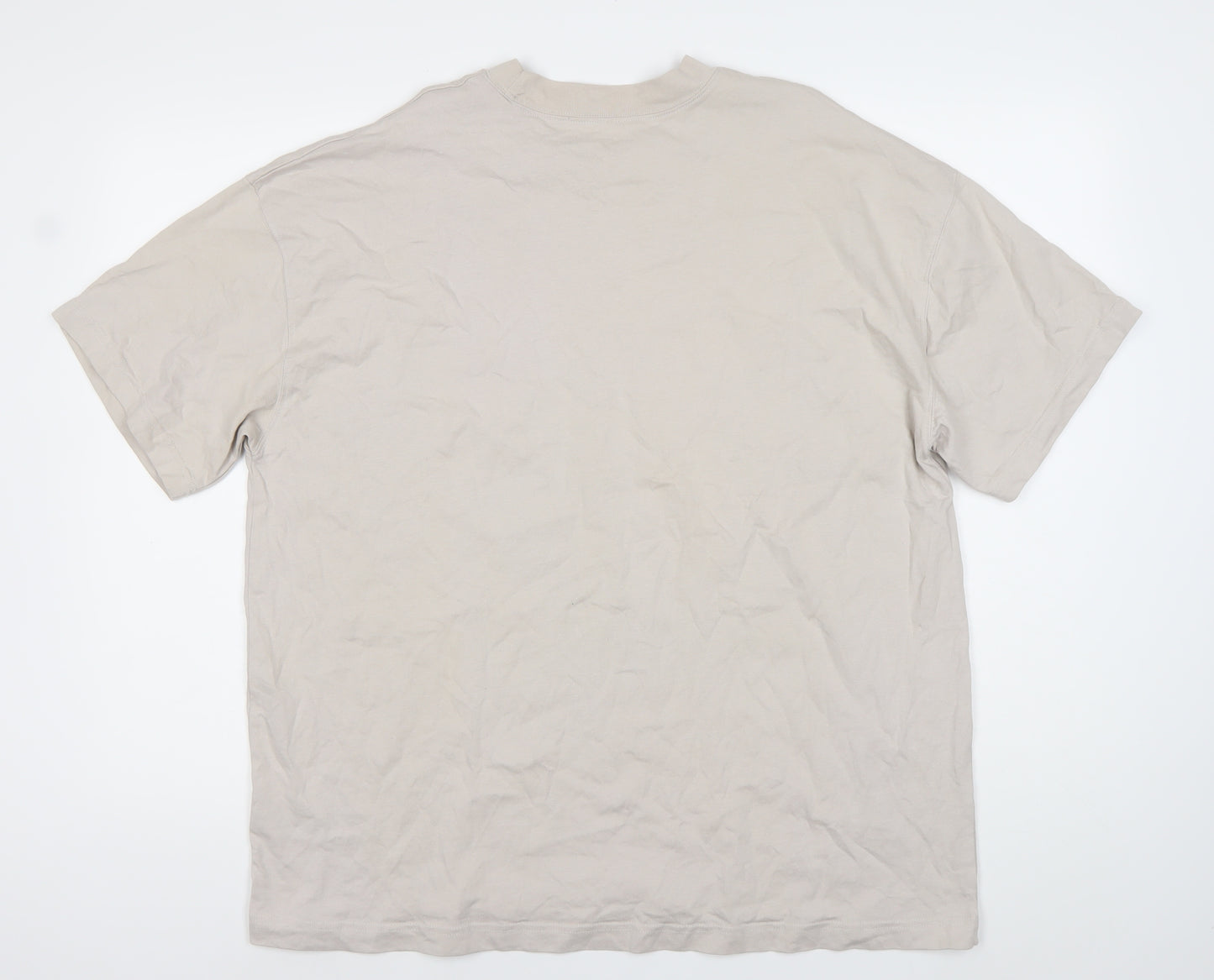 AllSaints Men's Beige Crew Neck Cotton T-Shirt Size M