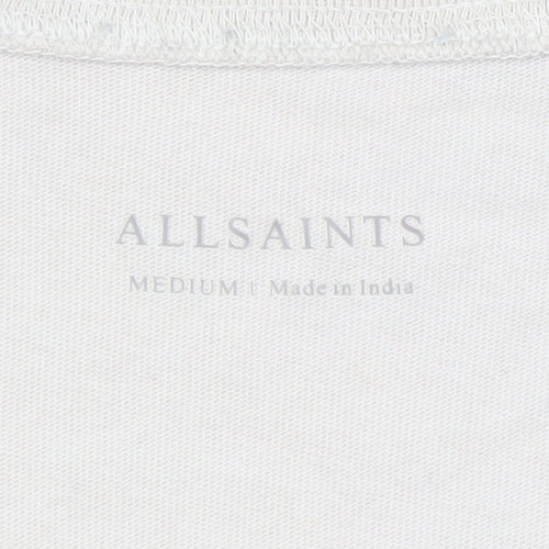 AllSaints Men's Beige Crew Neck Cotton T-Shirt Size M