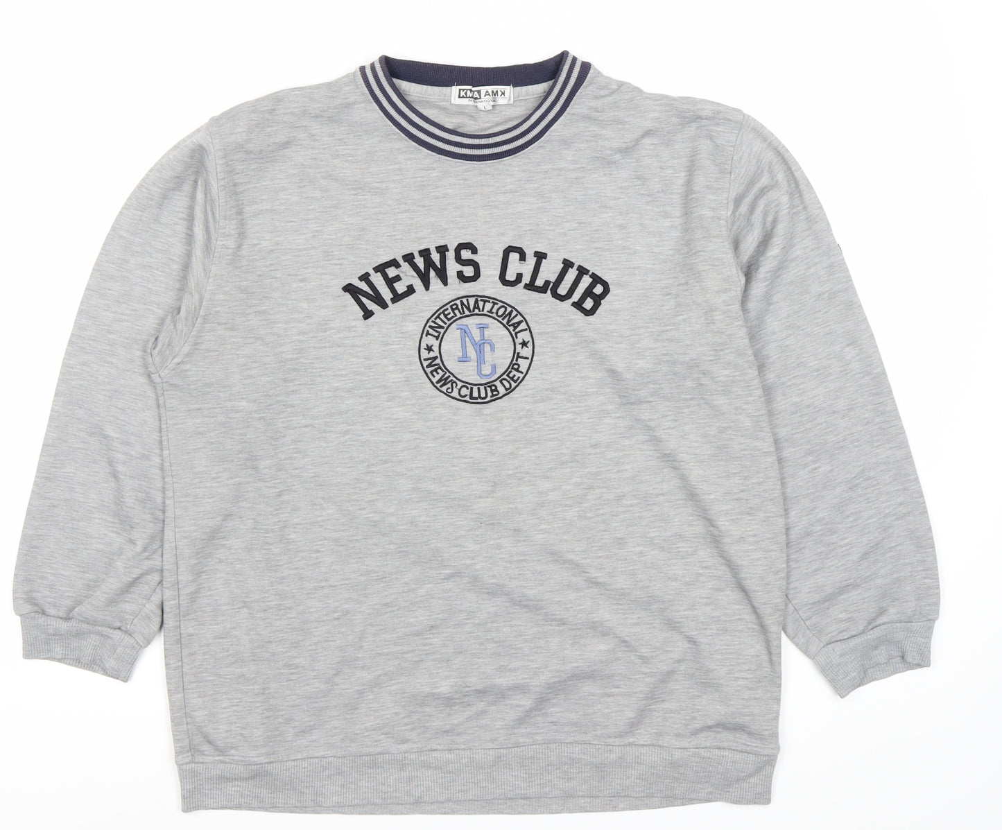 KMA AMX Men’s Grey Pullover Sweatshirt Size L Graphic College Style