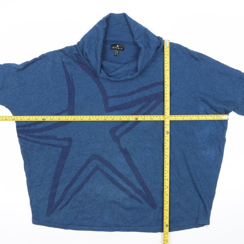 Marble Womens Blue Cotton Cowl Neck Star Jumper Size L