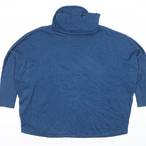 Marble Womens Blue Cotton Cowl Neck Star Jumper Size L