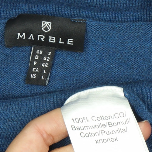 Marble Womens Blue Cotton Cowl Neck Star Jumper Size L
