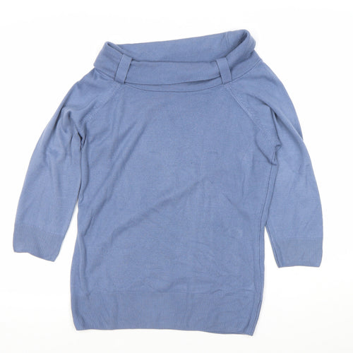Marks and Spencer Women Blue Size 14 Acrylic Knit Tunic Blouse