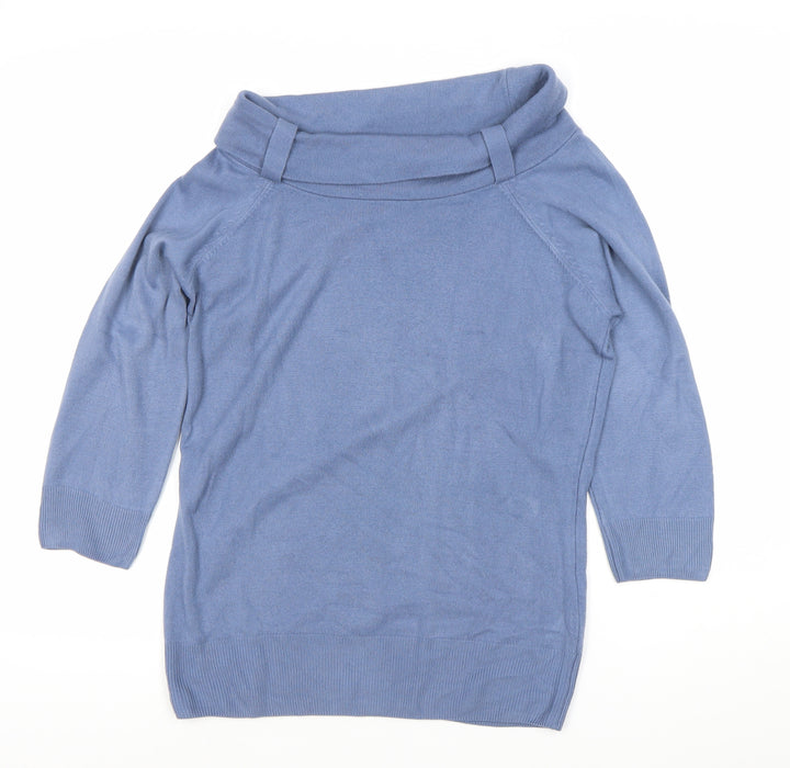Marks and Spencer Women Blue Size 14 Acrylic Knit Tunic Blouse