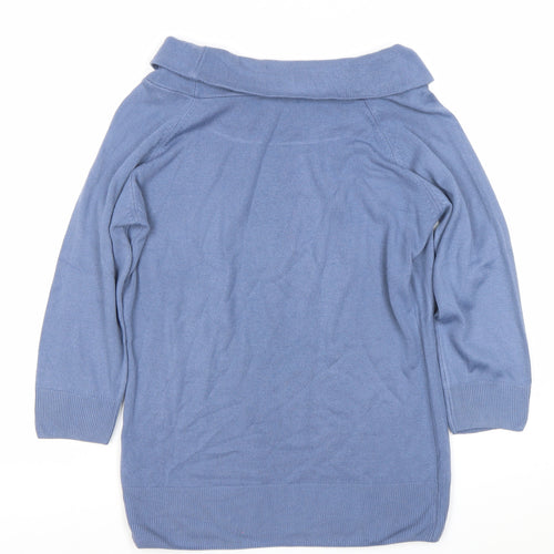 Marks and Spencer Women Blue Size 14 Acrylic Knit Tunic Blouse