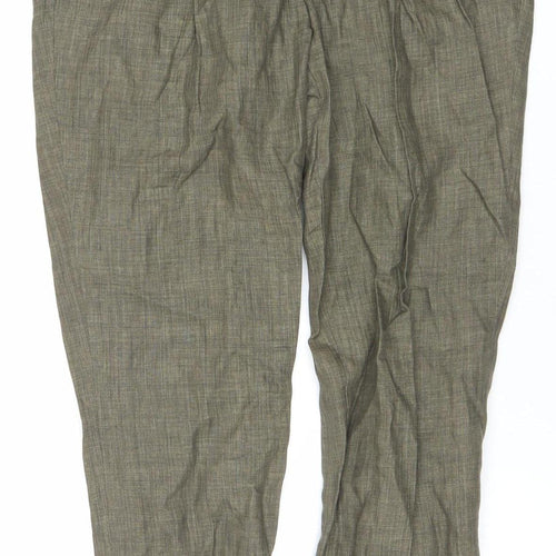Zara Basic Womens Brown Linen Straight Trousers Size 8