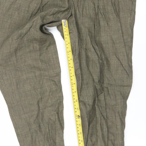 Zara Basic Womens Brown Linen Straight Trousers Size 8