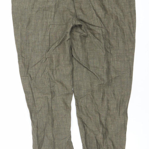 Zara Basic Womens Brown Linen Straight Trousers Size 8