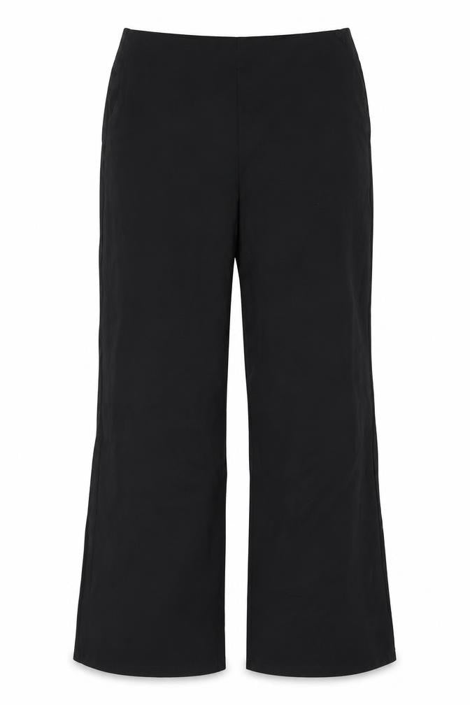 MNG Womens Black Wide-Leg Trousers Size L Viscose Blend