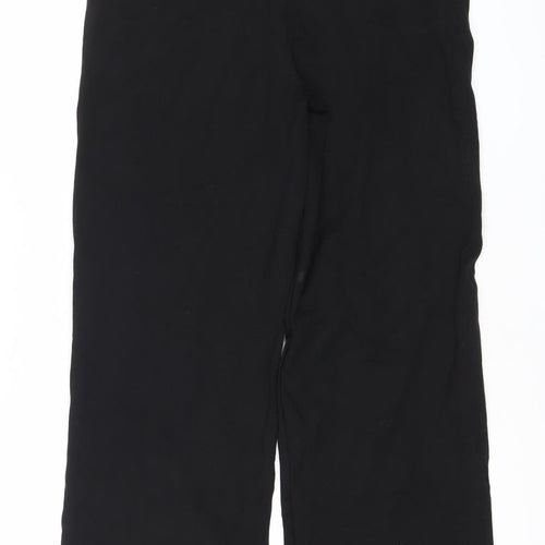 MNG Womens Black Wide-Leg Trousers Size L Viscose Blend