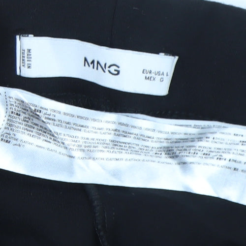 MNG Womens Black Wide-Leg Trousers Size L Viscose Blend