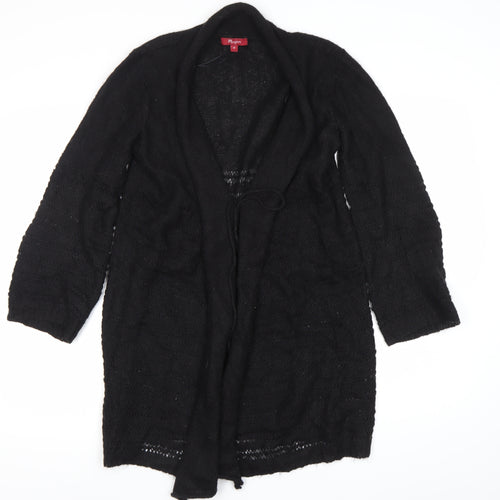 Morgan Womens Black Long Sleeve Knit Open Cardigan Size M