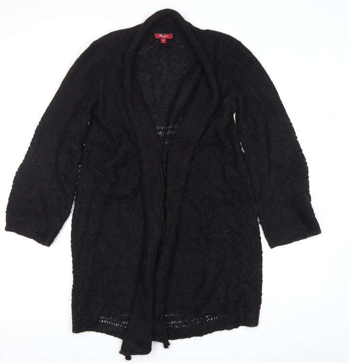 Morgan Womens Black Long Sleeve Knit Open Cardigan Size M