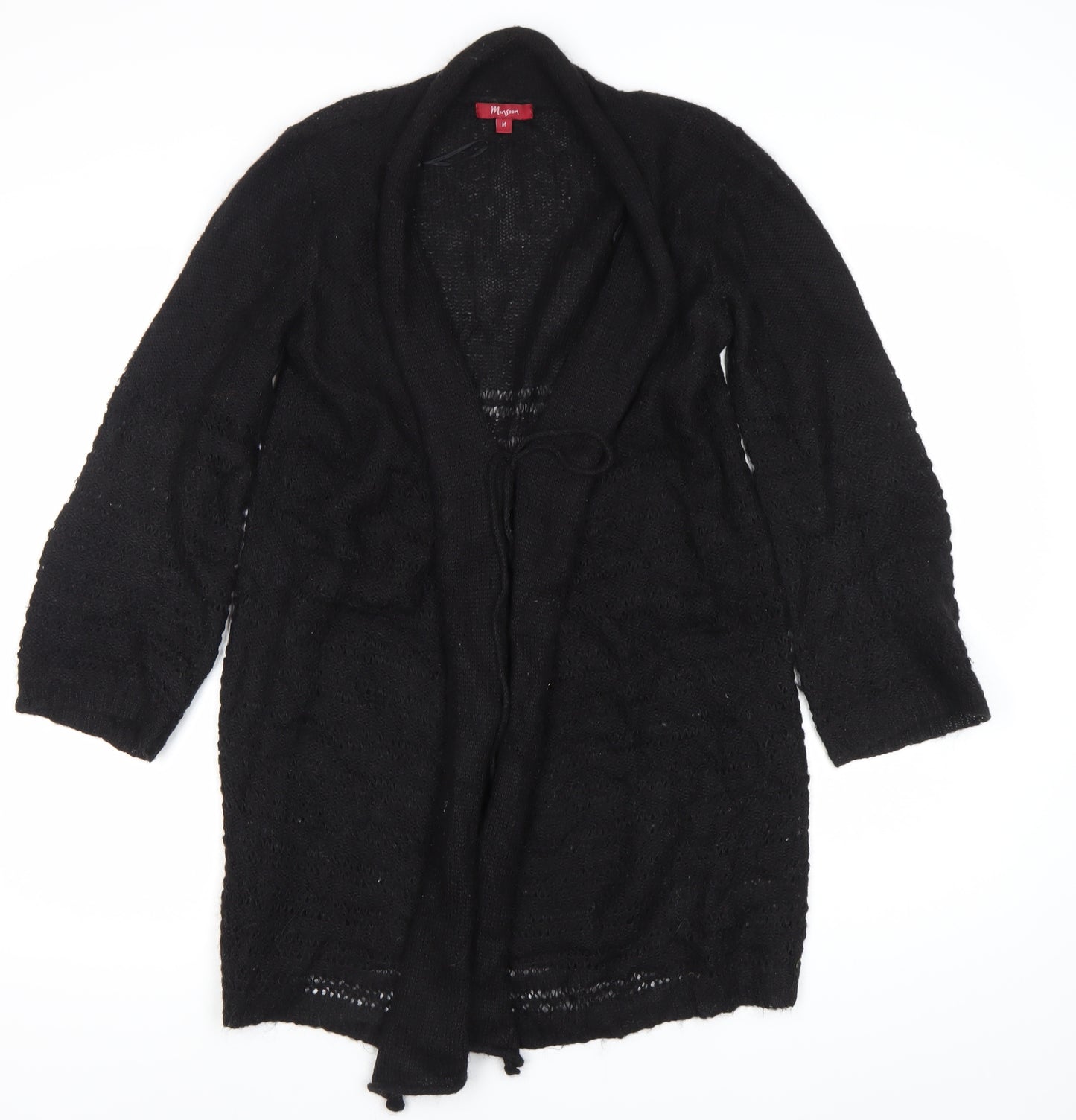 Morgan Womens Black Long Sleeve Knit Open Cardigan Size M