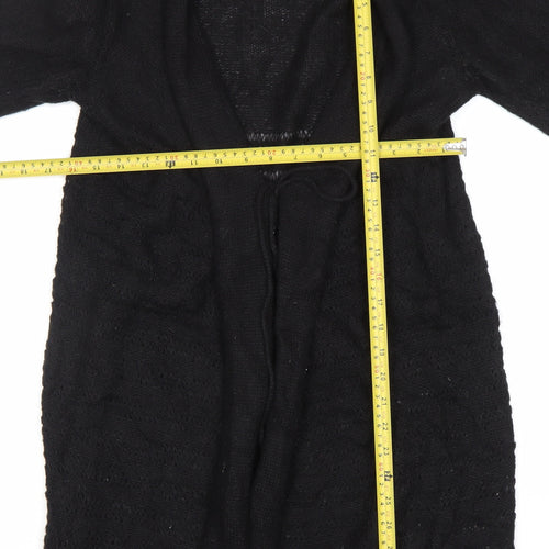 Morgan Womens Black Long Sleeve Knit Open Cardigan Size M