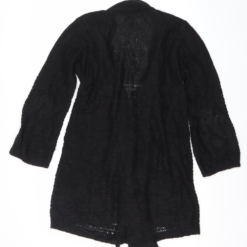 Morgan Womens Black Long Sleeve Knit Open Cardigan Size M