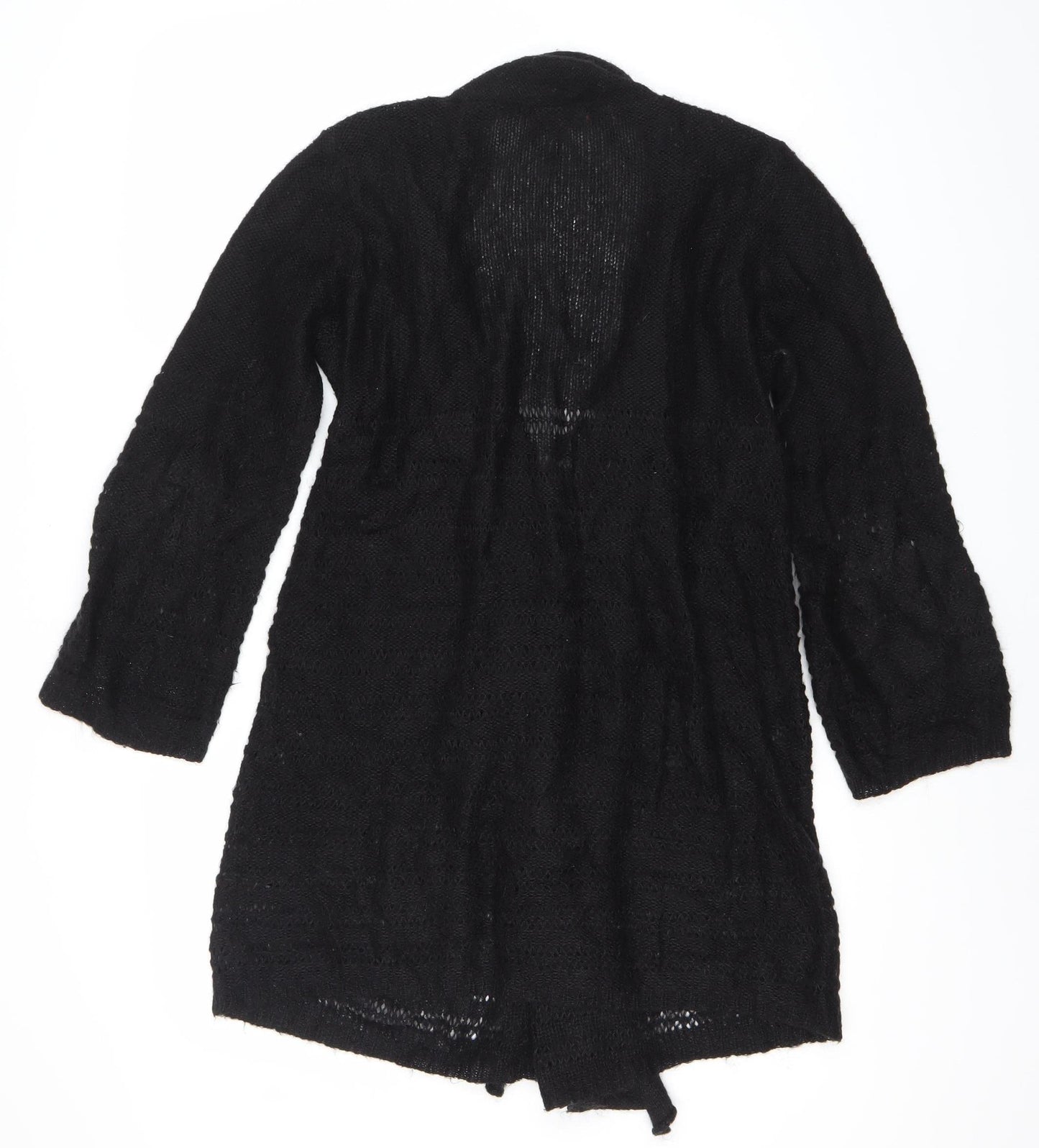 Morgan Womens Black Long Sleeve Knit Open Cardigan Size M