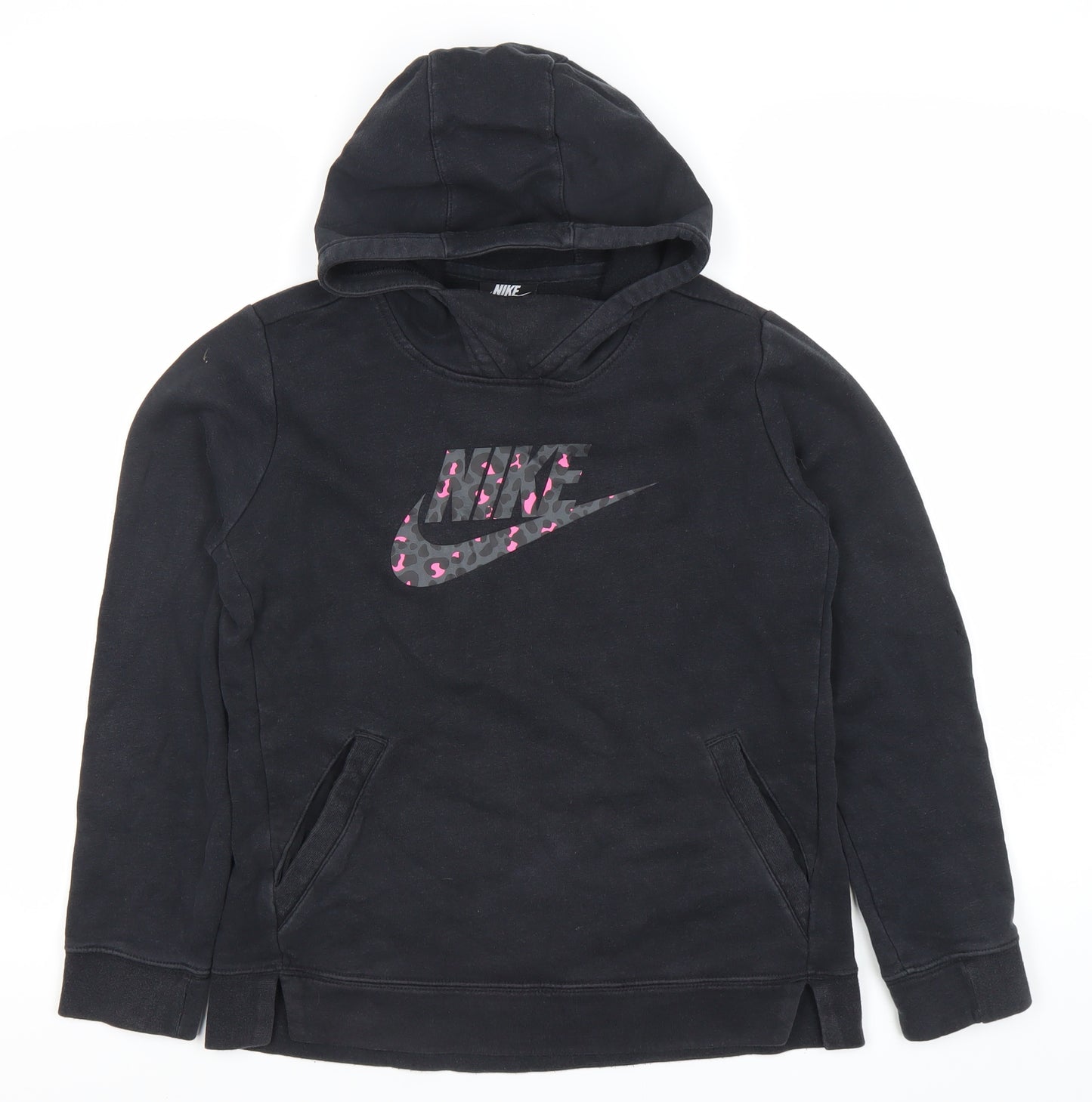 Nike Girls Black Pullover Hoodie XL 14-15 Years Logo Fleece Sweatshirt