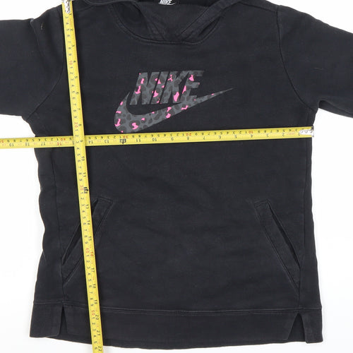 Nike Girls Black Pullover Hoodie XL 14-15 Years Logo Fleece Sweatshirt