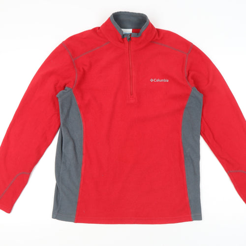 Columbia Mens Red Fleece Pullover Sweatshirt Small Outdoor Hiking