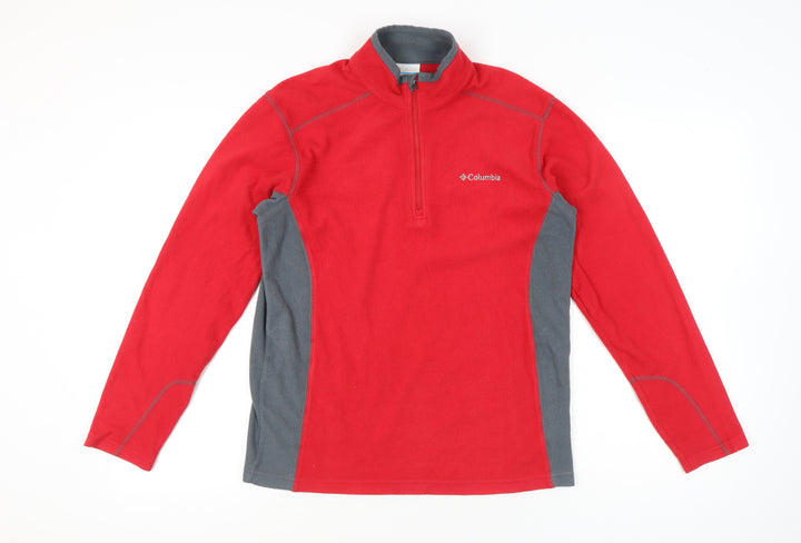 Columbia Mens Red Fleece Pullover Sweatshirt Small Outdoor Hiking