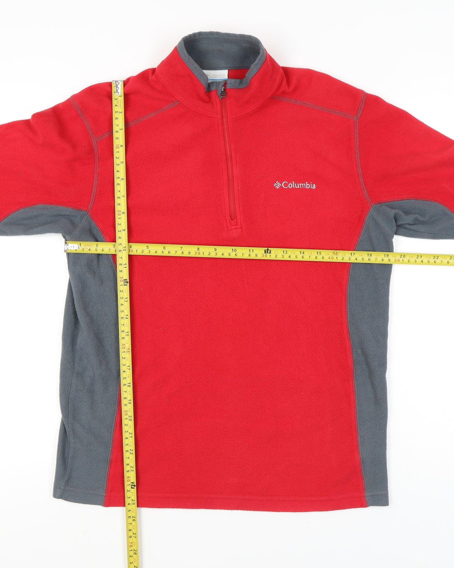 Columbia Mens Red Fleece Pullover Sweatshirt Small Outdoor Hiking