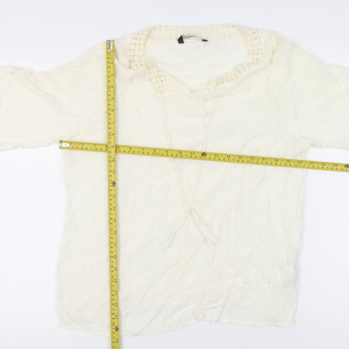 LC Waikiki Women’s Ivory Tunic Blouse Size 14 3/4 Sleeve Viscose