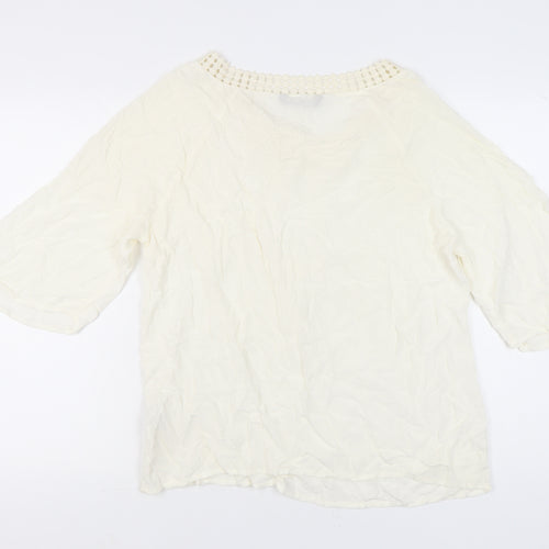 LC Waikiki Women’s Ivory Tunic Blouse Size 14 3/4 Sleeve Viscose