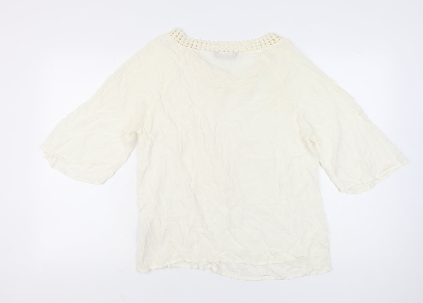 LC Waikiki Women’s Ivory Tunic Blouse Size 14 3/4 Sleeve Viscose