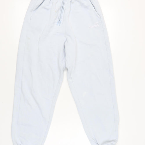 Adidas Womens Blue Sweatpants UK 6 Cotton Blend Joggers