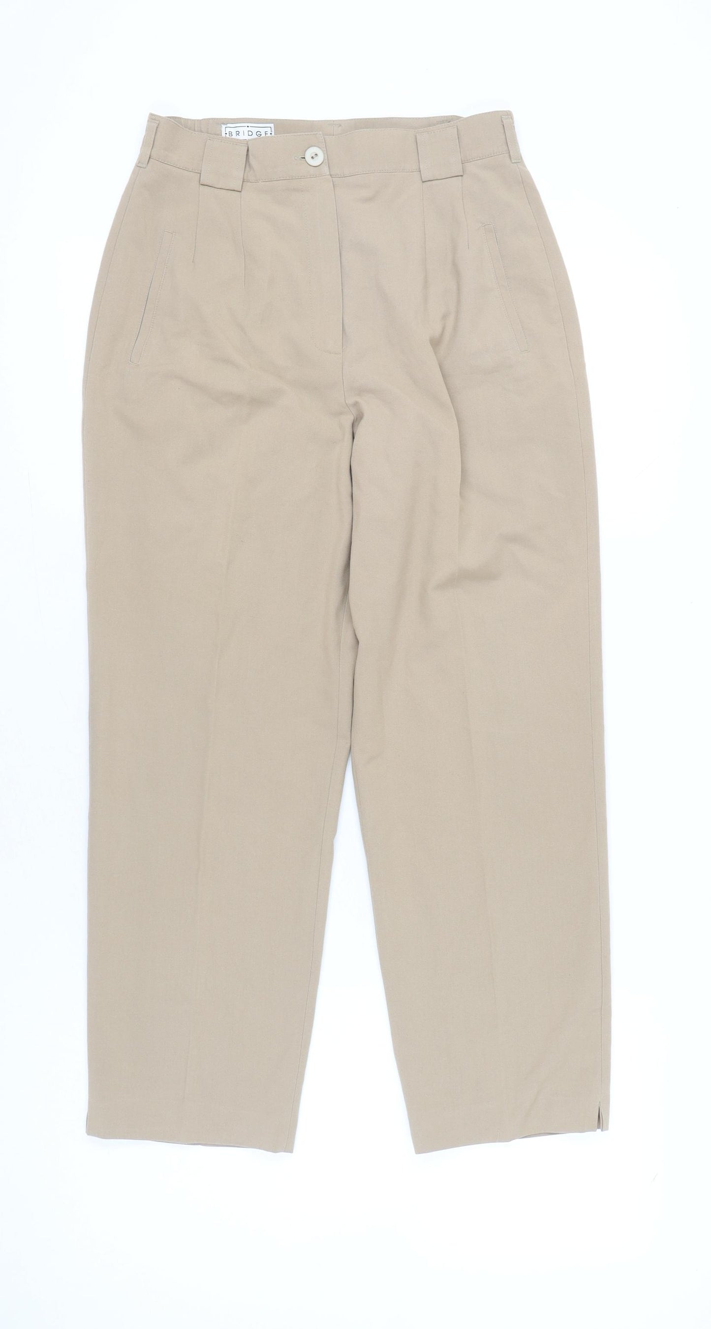 Bridge Womens Beige Chino Trousers Size 18 Straight Leg Pleated