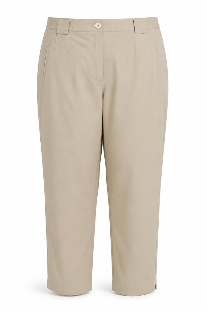 Bridge Womens Beige Chino Trousers Size 18 Straight Leg Pleated