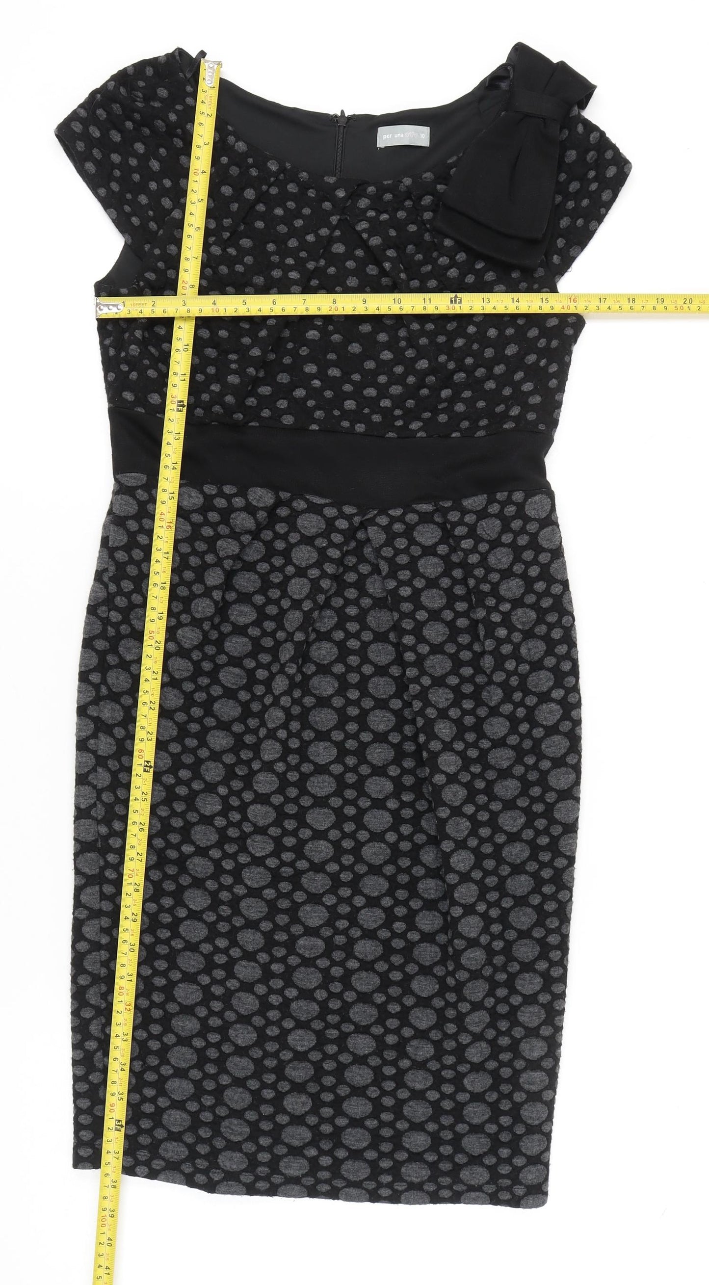 Marks and Spencer Women’s Black Grey Polka Dot Sheath Dress Size 10