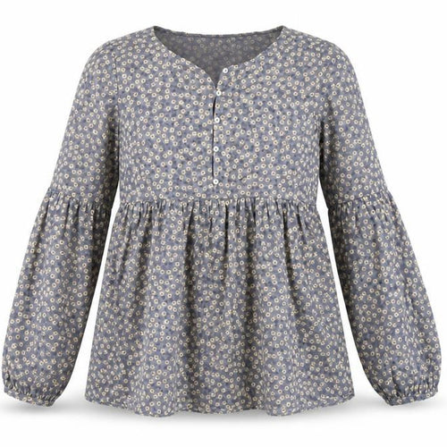 Zara Women’s Grey Floral Tunic Blouse Size 8 Long Sleeve
