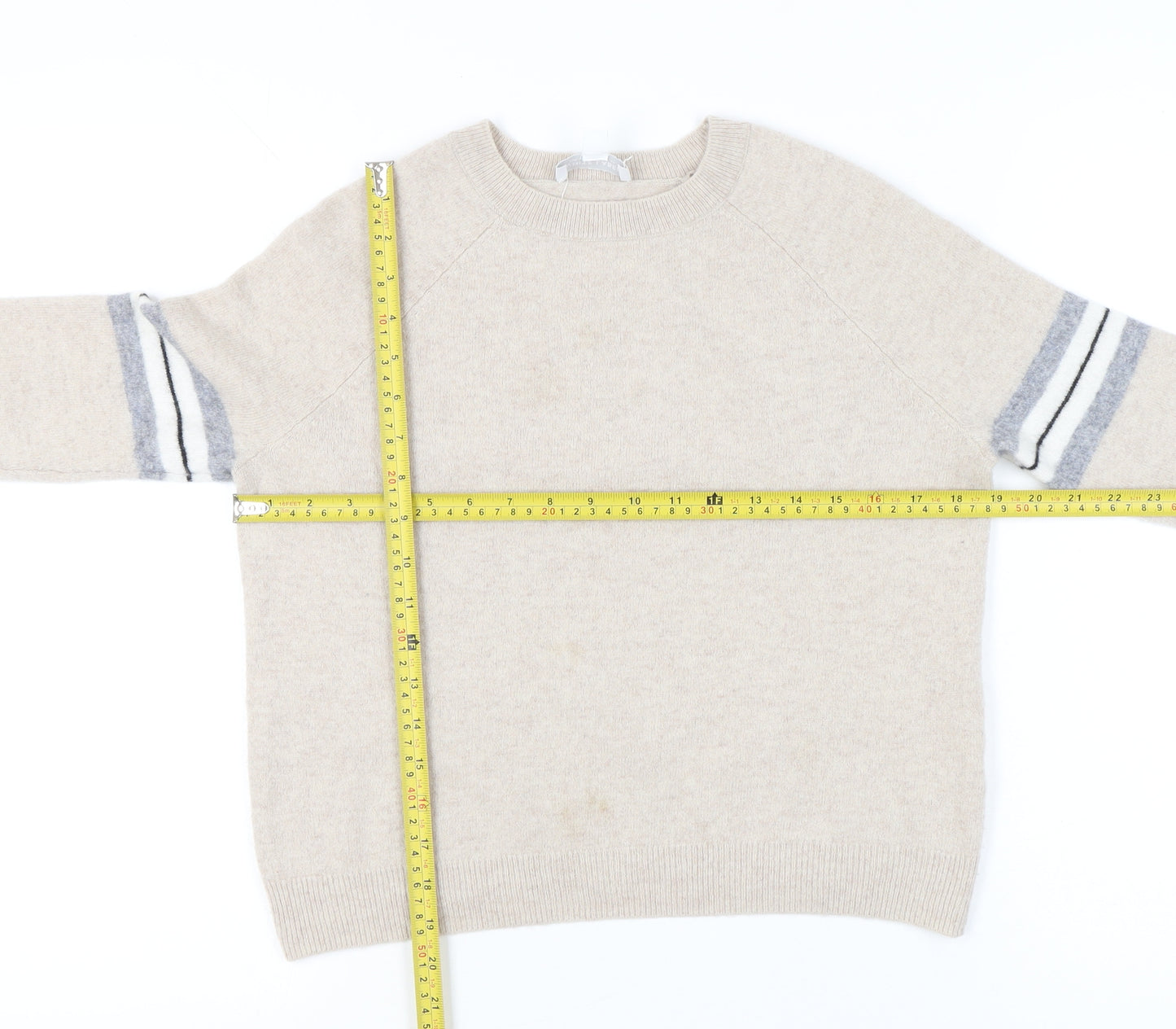The White Company Womens Beige Wool Blend Pullover Jumper Size S